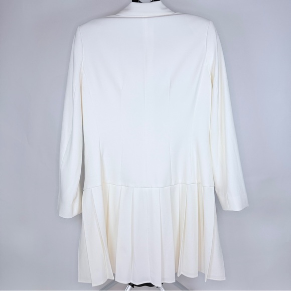 Tahari ASL Women Size 12 White Cream Double Breasted Pleated Mini Blazer Dress - Picture 3 of 10